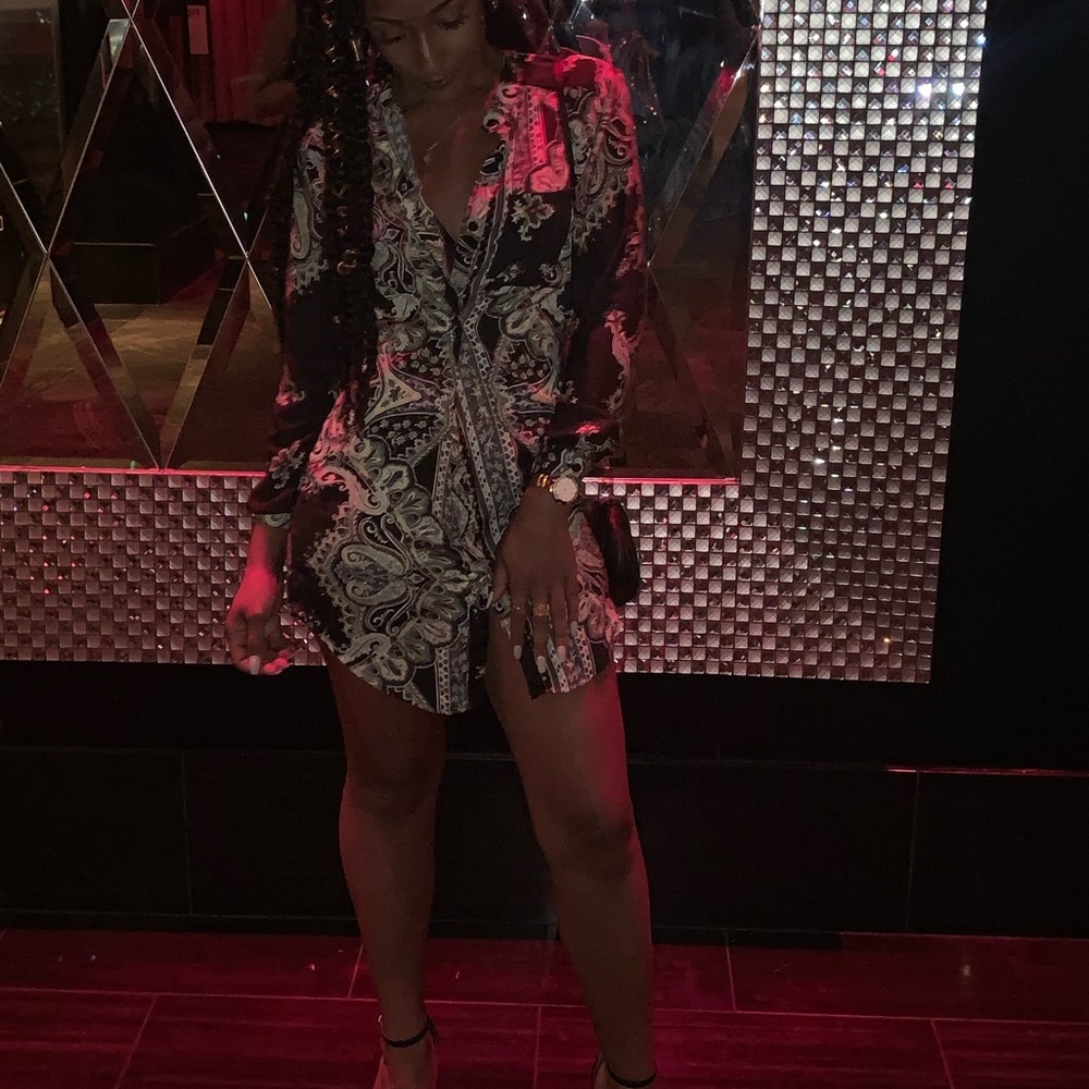SOLD-Missguided Paisley Print Silky Sexy Dress